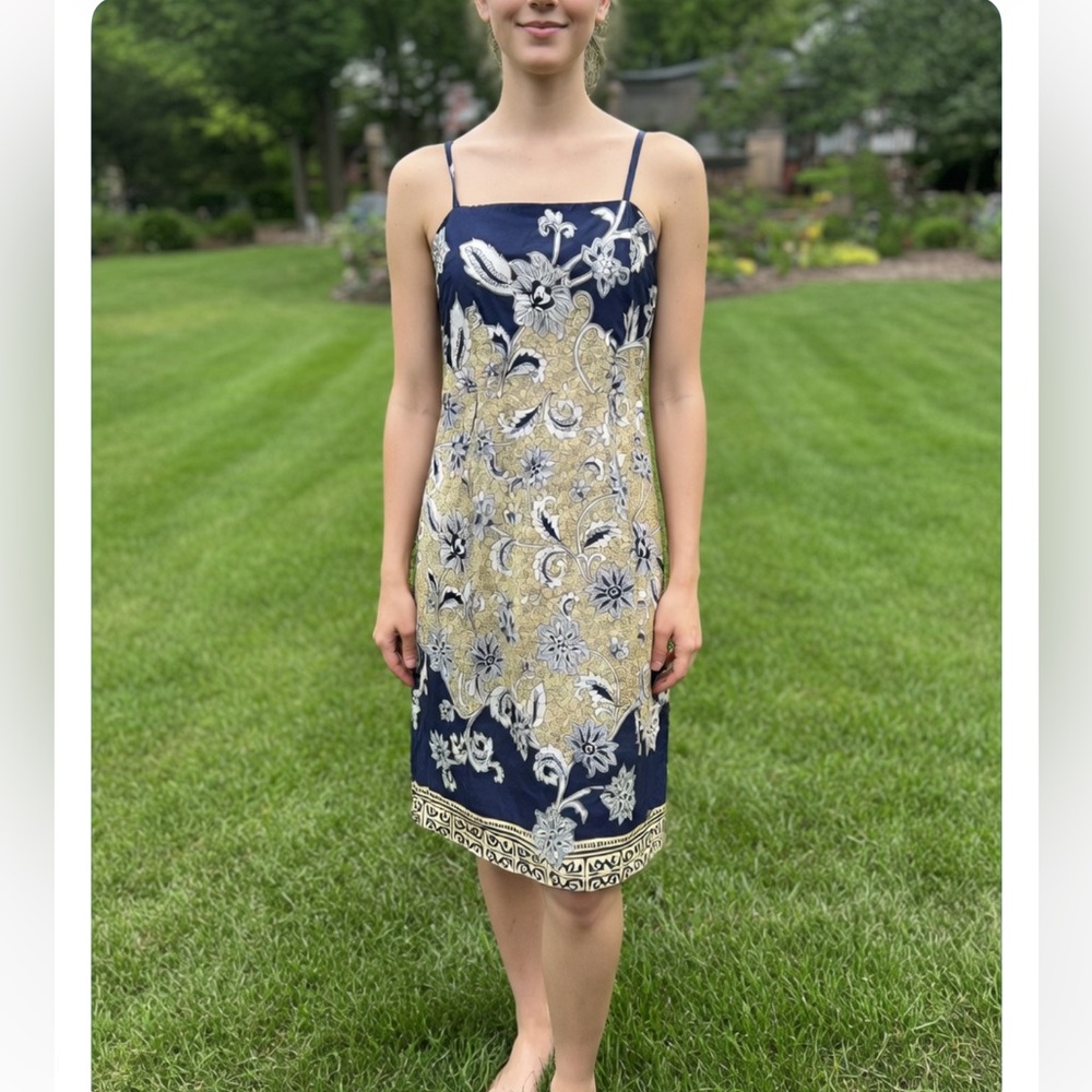 Jessica Howard Floral Print Navy and Yellow Sundress